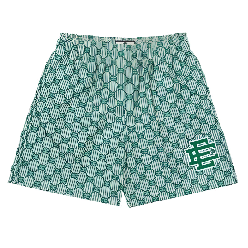 EE Dark Green Monogram Shorts