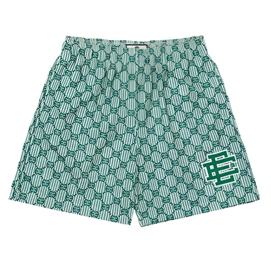 EE Dark Green Monogram Shorts